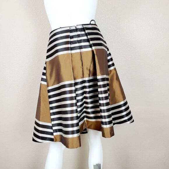 Asos Striped Gold Black Pleats Midi Skirt SALE - Picture 8 of 12